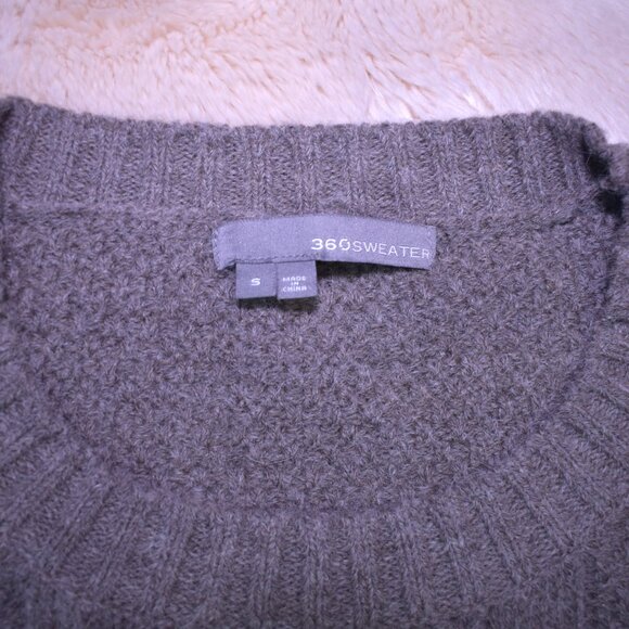 360 Wool Alpaca Blend Brown Cable Knit Sweater Women’s Small High Low Side Zip - Picture 14 of 14